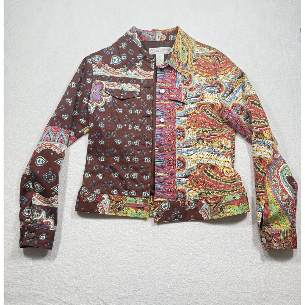 ILYSEHARTLTD Women’s Paisley Short Fitted Jacket with Clear Sequins SZ 8